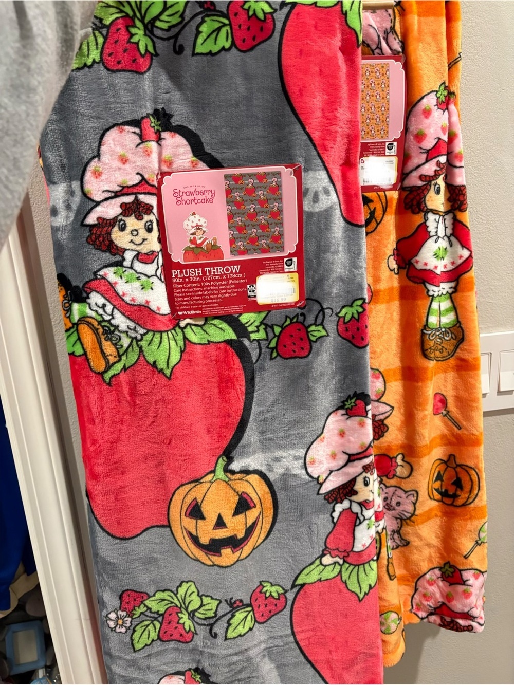 Set of 2 Strawberry Shortcake Plush Halloween Blankets 50 x 70 New for 2026